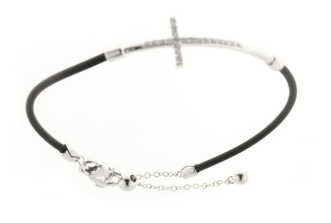 Black Bracelet with Silver Zirconia Cross