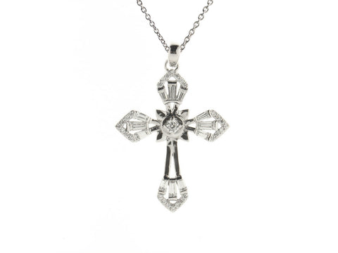 Silver Flower Cross Necklace