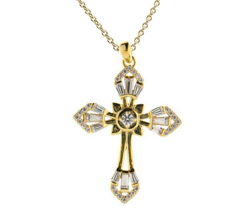 Golden Flower Cross Necklace