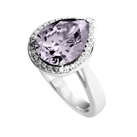 Purple drop silver ring