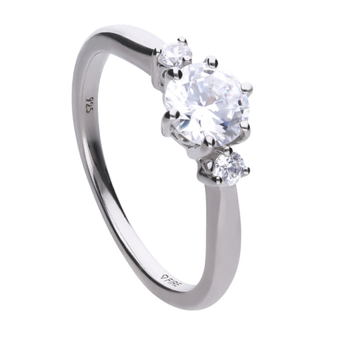 Ring with a white zirconia and two small ones on the sides