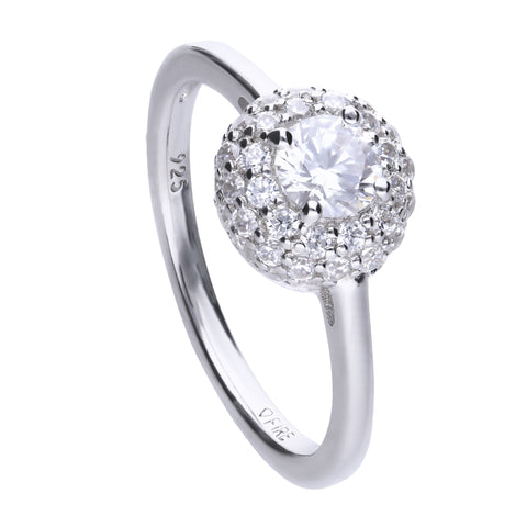 Circular solitaire ring with stacked stones