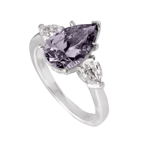 Purple drop ring with two stones