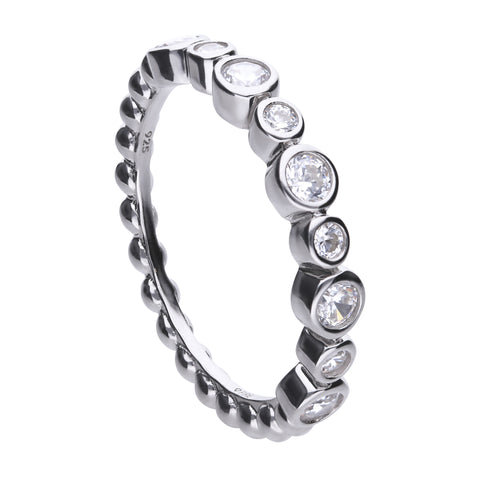 Silver ring with white zirconia, bezel setting