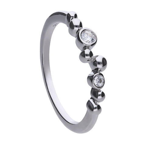 Silver ring with balls and bezel settings