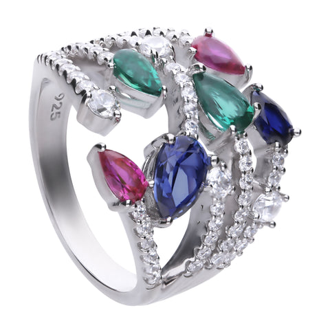 Chunky ring with colored zircons