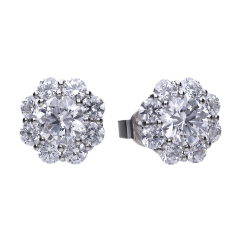 Theme earrings silver with white zirconia and floral motive