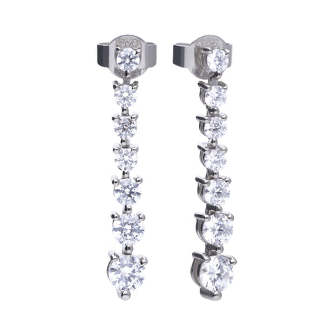 Stick silver earrings with white zirconia