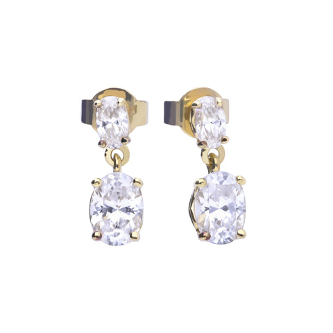 Golden earrings with 2 stones