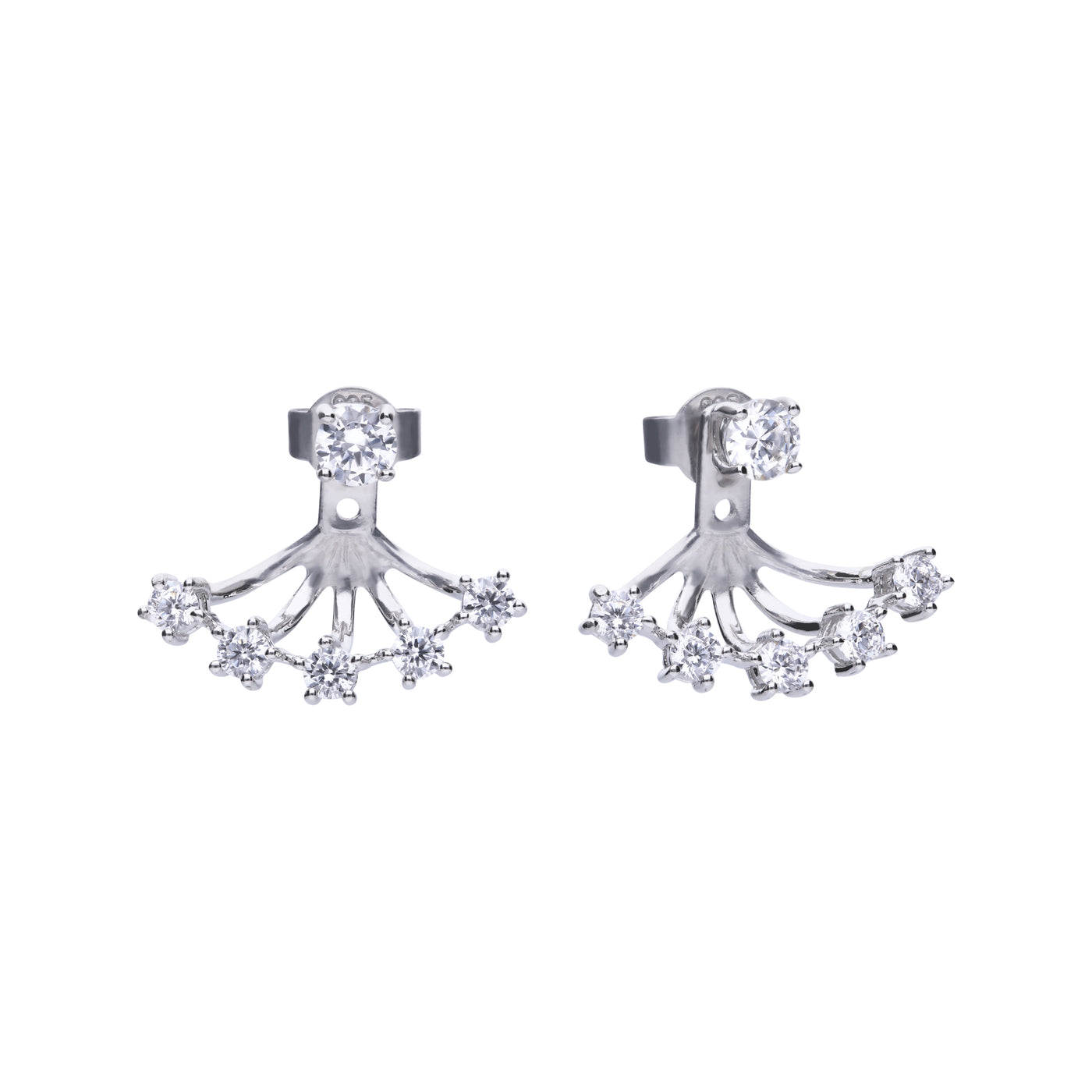 Silver earrings with a white zirconia, bezel setting and iconic cut –  Diamonfire USA