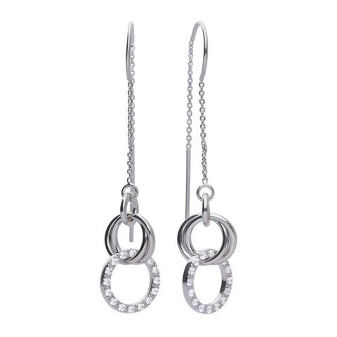 Long earrings with 2 dangling rings