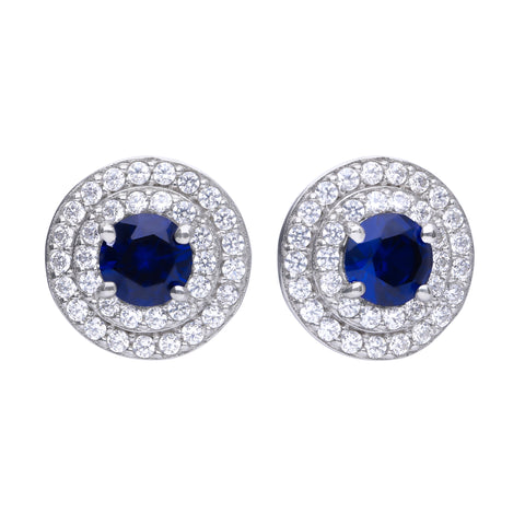 Sapphire Double Circle Stone Earrings