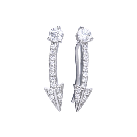 Silver arrow earrings with zircons