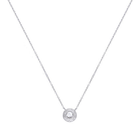 Silver necklace with a white zirconia