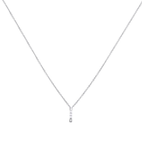 Silver necklace with white zirconia stones and one row