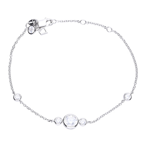 Silver fine bracelet with white zirconia and bezel setting