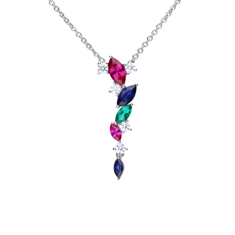 Long colorful zirconia necklace