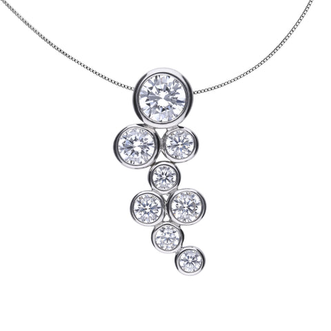 Necklace with 8 cascading circular zirconias