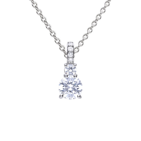 Solitaire silver necklace with white zirconia