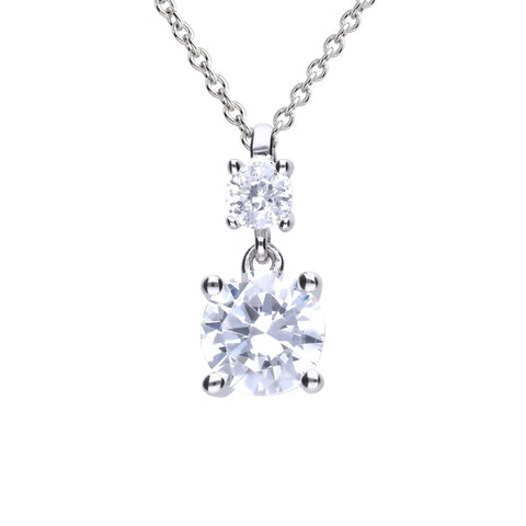 Silver classic necklace with white zirconia and prong setting