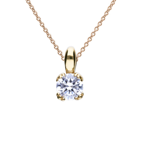 Solitaire square necklace in gold