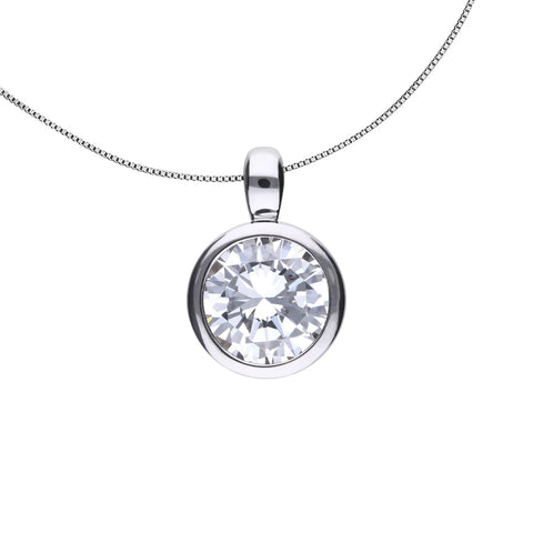 Solitaire necklace, bezel setting 2qt