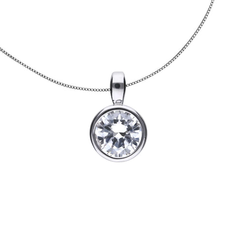 Solitaire necklace, bezel setting 1.5qt