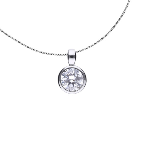 Solitaire necklace, bezel setting .75qt