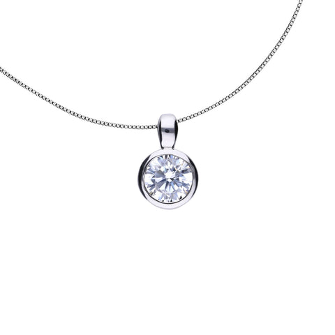 Solitaire necklace, bezel setting .5qt