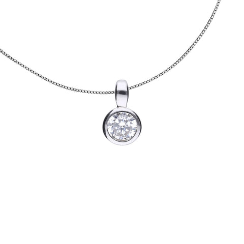 Solitaire necklace, bezel setting .25qt