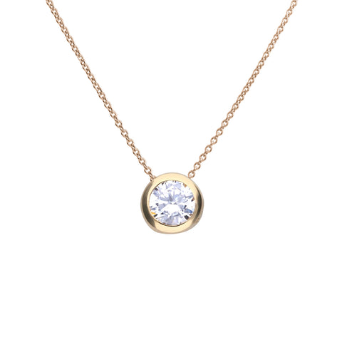 Golden solitaire necklace, blazed setting