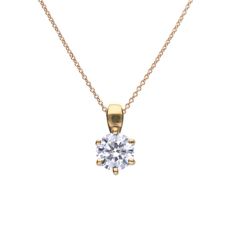 Golden necklace with a white zirconia